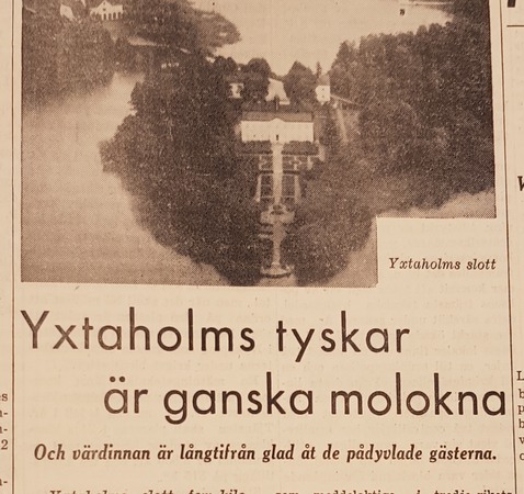 Klipp ur tidningen Folket 13 juni 1945 Yxtaholms tyskar är ganska molokna.