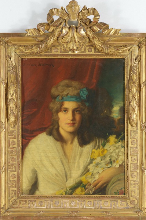 Målat porträtt på Maria Pavlovna med blommor
