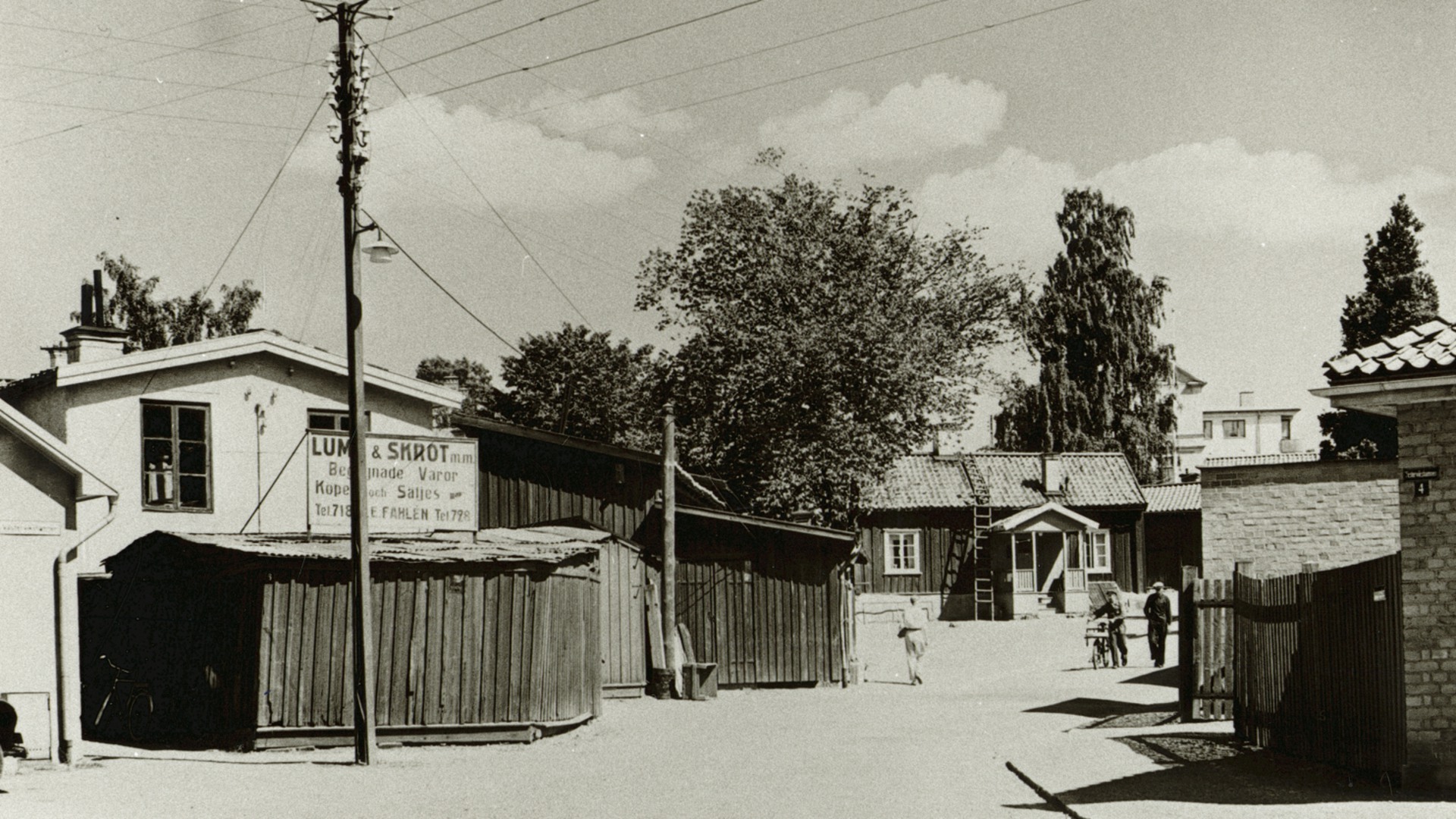 Koppargränd i Strängnäs 1953, svartvit bild.